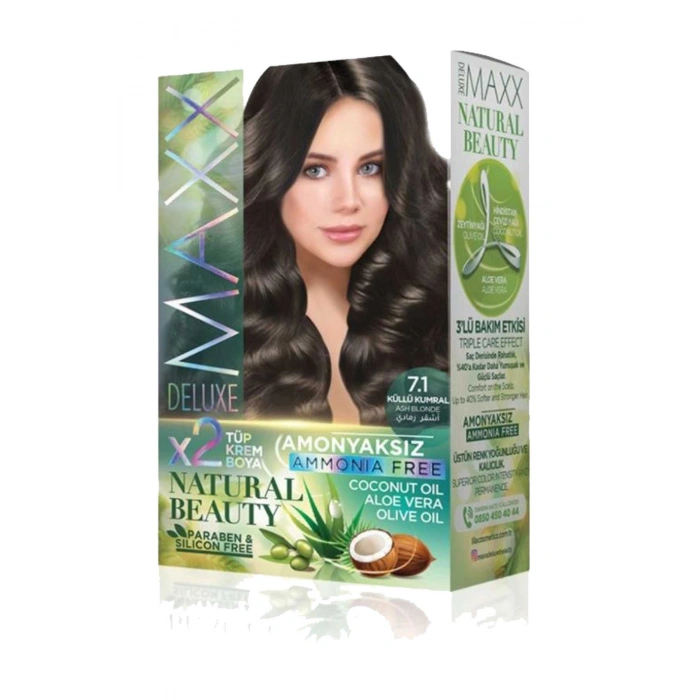 2 Paket Natural Beauty Amonyaksız Saç Boyası 7.1 Küllü Kumral (599)
