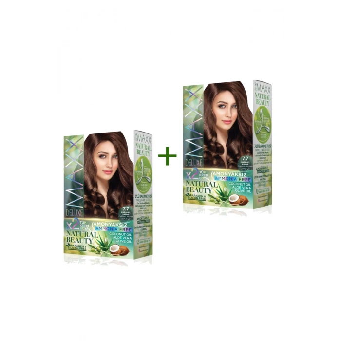 2 Paket Natural Beauty Amonyaksız Saç Boyası 7.7 Karamel Kahve (599)