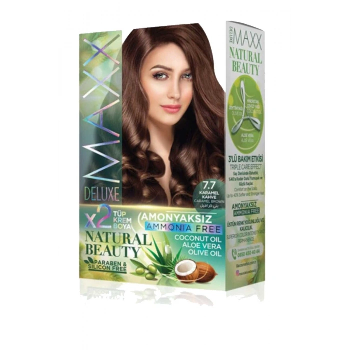 2 Paket Natural Beauty Amonyaksız Saç Boyası 7.7 Karamel Kahve (599)