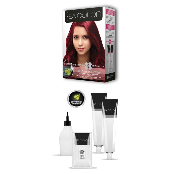2 Tüp Krem Saç Boyası Seti Çilek Kırmızısı No:5.65 (599)
