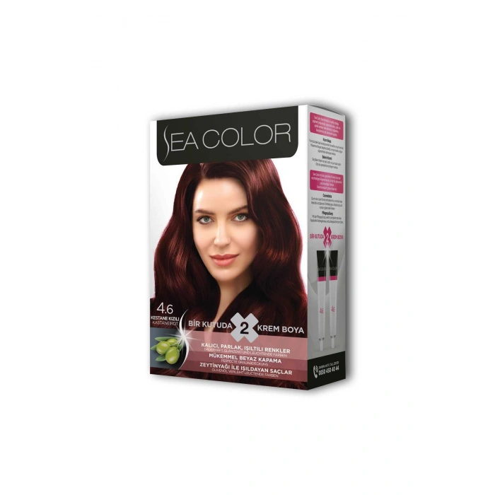 2 Tüp Krem Saç Boyası Seti Kestane Kızılı No:4.6 (599)