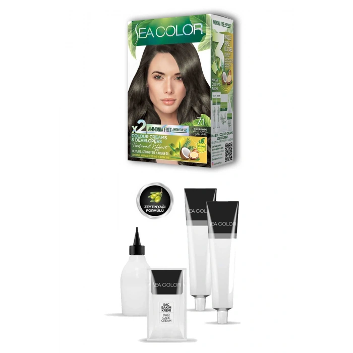 2 Tüp Krem Saç Boyası Seti Küllü Kumral No:7.1 (599)