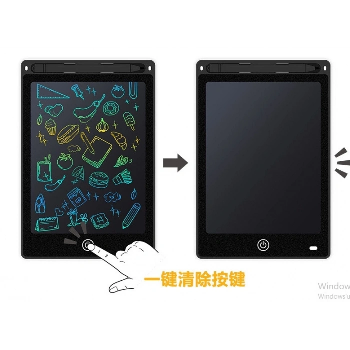 20 Inc Renkli Lcd Grafik Dijital Kalemli Çizim Tableti Yazı Tahta Not Yazma Eğitim Tableti Siyah