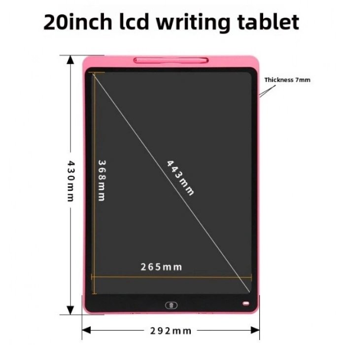 20 Inc Renkli Lcd Grafik Dijital Kalemli Çizim Tableti Yazı Tahta Not Yazma Eğitim Tableti Siyah