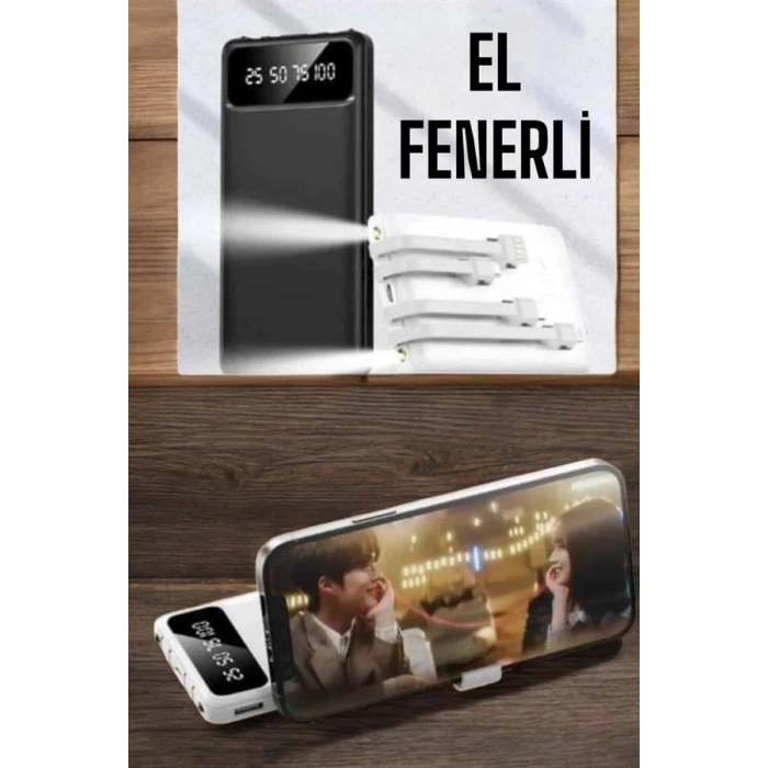 20.000 Mah Led Işıklı Lcd Ekran Usb Girişli Type-c Lightning Powerbank Yeni Nesil