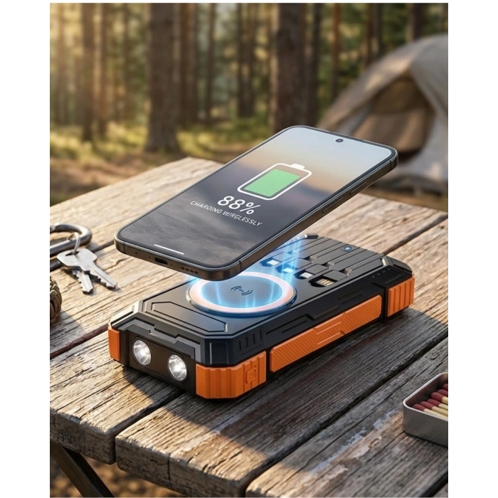 20000 Mah Powerbank Güneş Enerjili Kablosuz Şarj Hızlı Şarj Taşınabilir Batarya