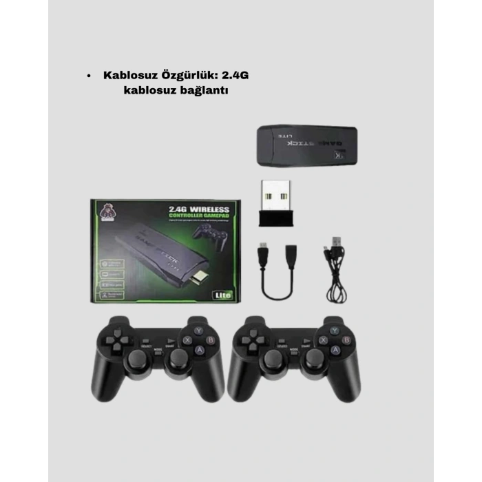 20000 Oyunlu 4k Retro Game Stick – Kablosuz Çift Kollu Atari Konsolu