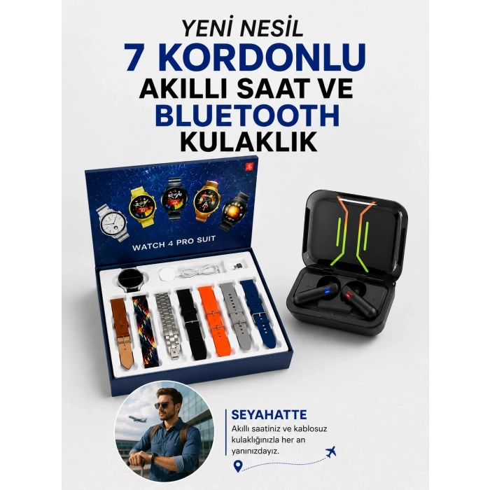 2025 Model Kablosuz Kulaklık Ve Yeni Nesil Akıllı Saat Metal Kayış Plastik Kayış