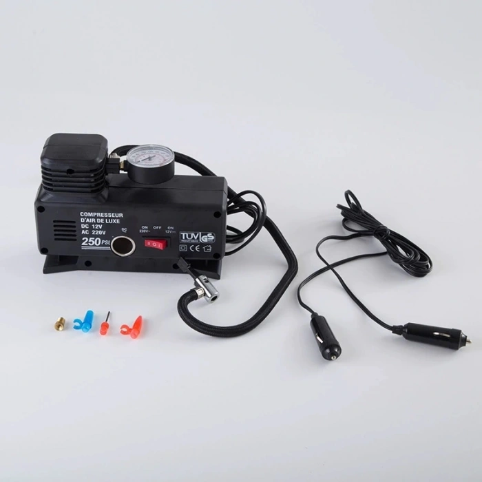 220v Ile 12v Oto Elektriği Çalışan Hava Lastik Şişirme Kompresörü 250 Psı Çok Amaçlı Yol Yardımı