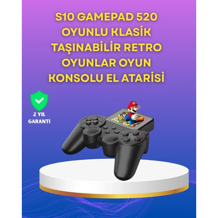 2.4 İnç Ekranlı 500 Oyunlu Taşınabilir Retro Oyun Konsolu, Şarjlı El Tipi Mini