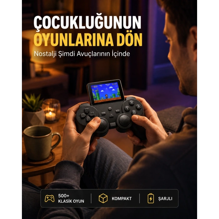 2.4 İnç Hd Renkli Ekranlı 500-in-1 Taşınabilir Retro Oyun Konsolu, Kablolu Tv Bağlantısı Ve Uzun Pil Ömrü