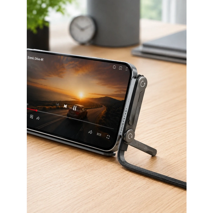 240w Type-c Telefon Standlı Örgülü Şarj Ve Data Kablosu