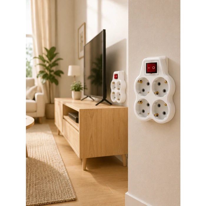 2’li Set 4’lü Priz Çoklayıcı Açma Kapama Anahtarlı Direkt Prize Takılan Adaptör
