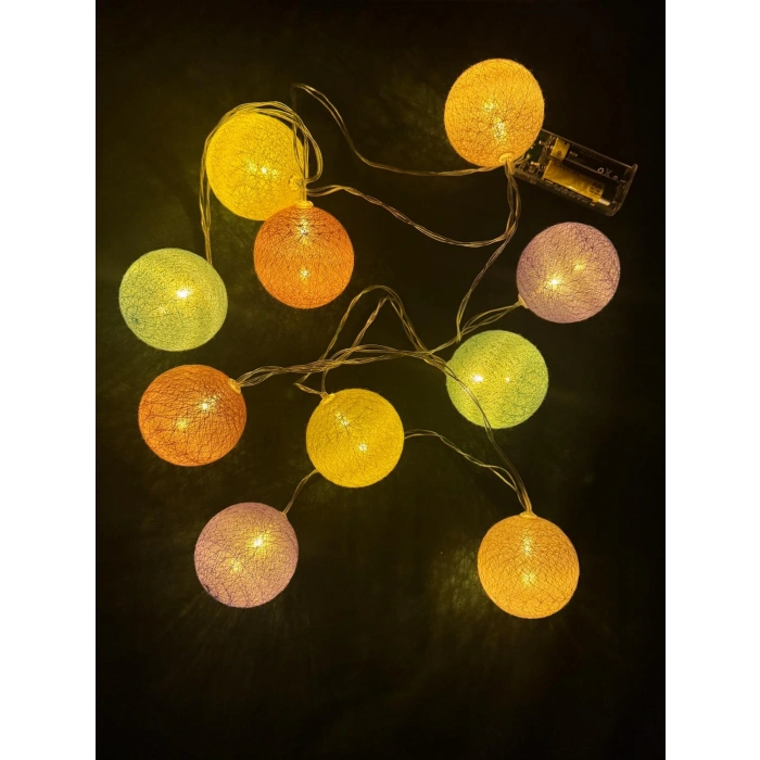 2m 10lu Işıklı Renkli Top Dekoratif Süs Pilli Mz-312