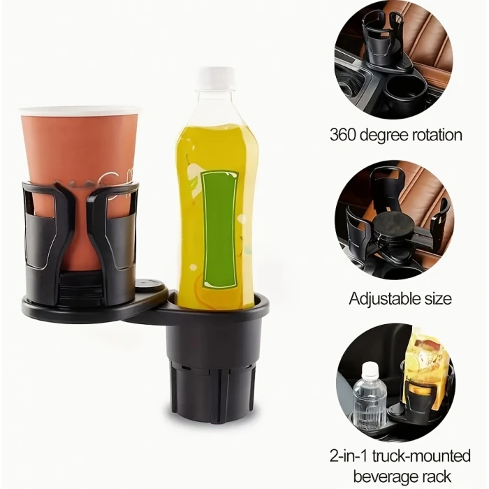 2’si 1 Arada Ayarlanabilir Araç Bardak Tutucu, Genişleyebilir Üst Kısım 3”-6.2”, Şişe Adaptörü, Araba Organizatörü, Dayanıklı Taban, Ramblers Hydroflask Uyumlu, Modern Araç Düzenleyic