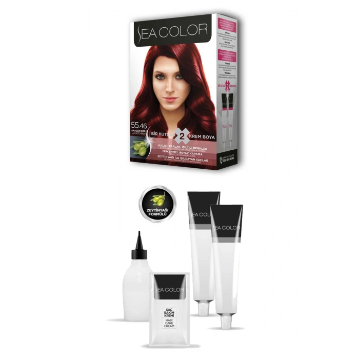 2X2 Tüp Krem Saç Boyası Seti Amazon Kızılı No:55.46 (599)