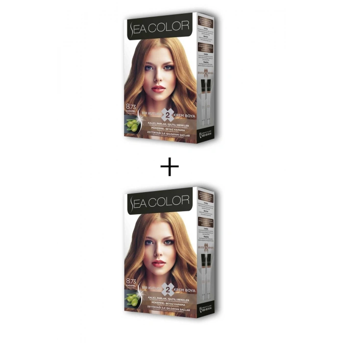 2X2 Tüp Krem Saç Boyası Seti Karamel No:8.73 (599)