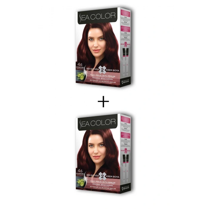 2X2 Tüp Krem Saç Boyası Seti Kestane Kızılı No:4.6 (599)
