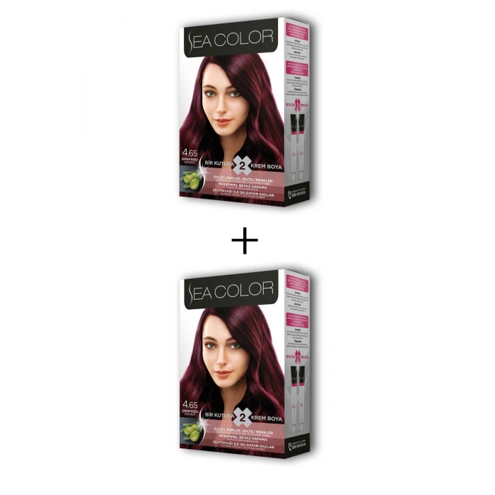 2X2 Tüp Krem Saç Boyası Seti Şarap Kızılı No:4.65 (599)