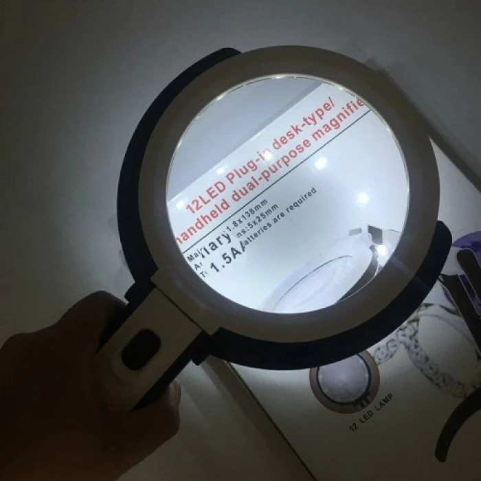 2x5x120mm   10 Ledli  Masaüstü Büyüteç
