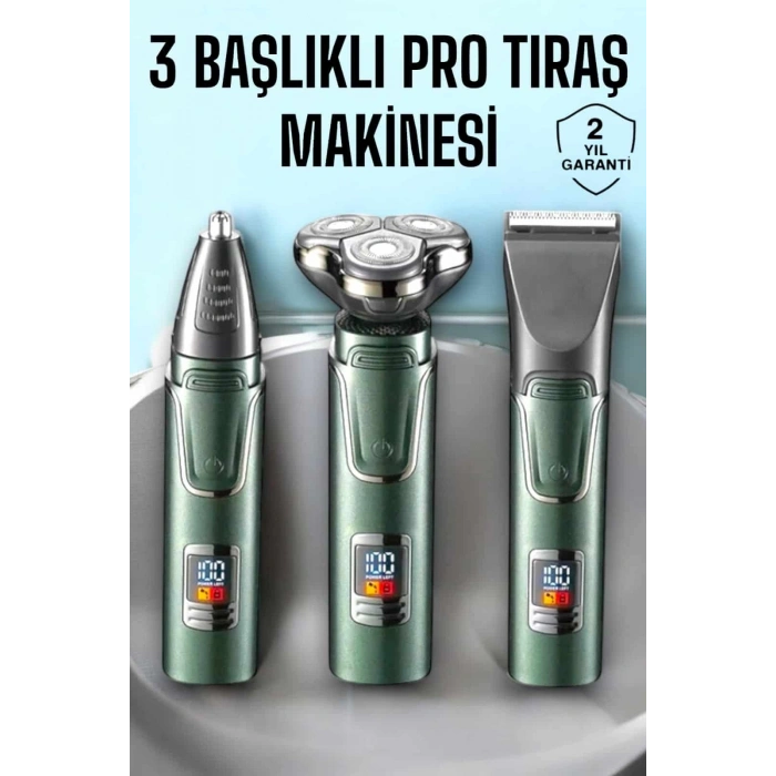 3 Başlıklı Profesyonel Saç Ve Sakal Bakım Seti Vücut, Burun Ve Kulak Tüy Alma