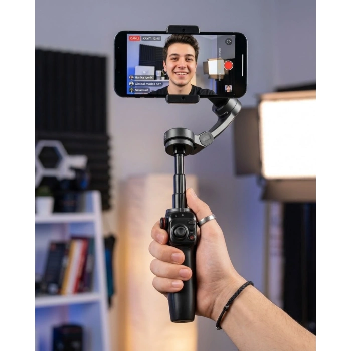 3 Eksen Telefon Gimbal Stabilizer Video Sabitleyici Vlog Ve Çekim Atı