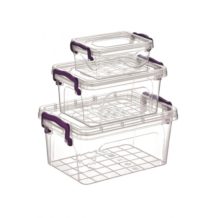 3lü Mini Dikdörtgen Saklama Kabı-ÇNK2075 (599)