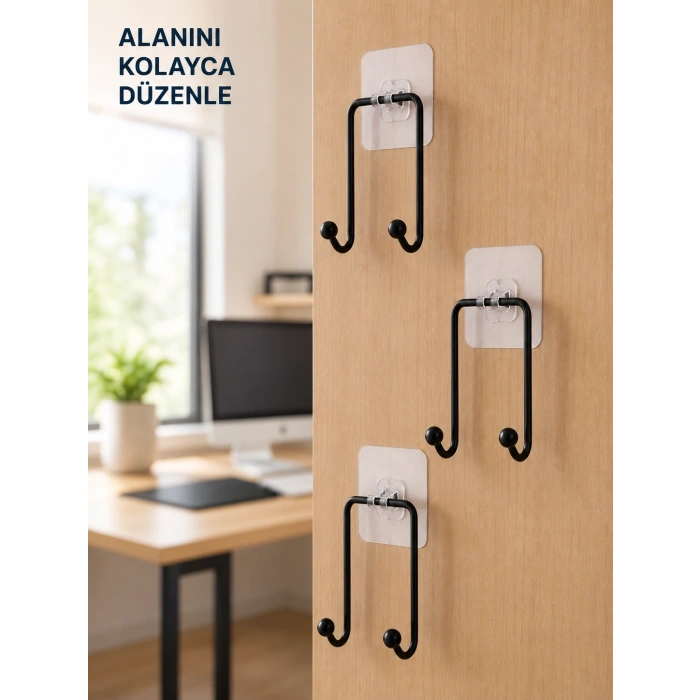 3lü Yapışkanlı Askı Seti Ev Banyo Mutfak İçin Çok Amaçlı Askılık
