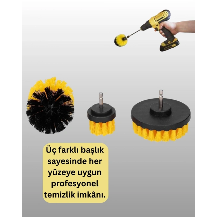 3 Parça Matkap Ucu Temizlik Fırçası Dayanıklı Naylon Kıllı