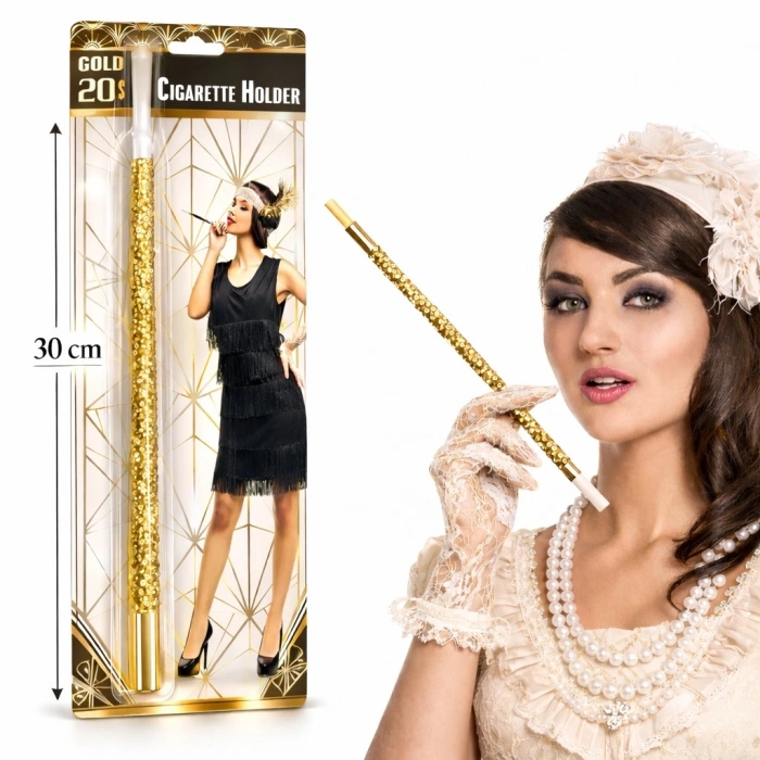 30 Cm Altın Gold Payetli  Tutacağı – 1920’ler Gatsby Parti Aksesuarı