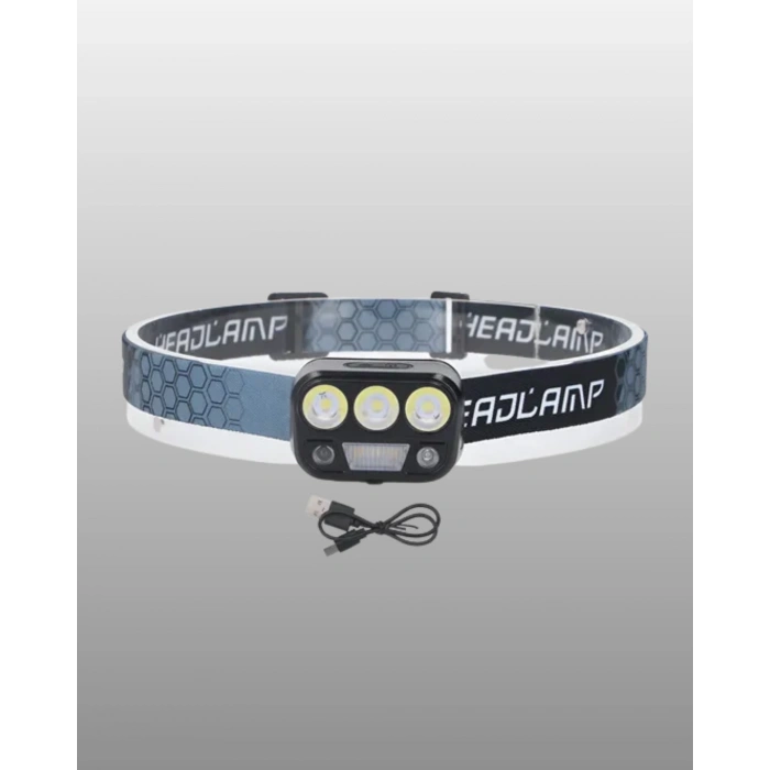 300 Lümen Sensörlü Led Kafa Lambası Usb Şarjlı Sos Modlu