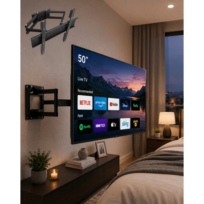 32 55 İnç Tv Askı Aparatı Hareketli Duvar Askısı Döner Televizyon Tutucu
