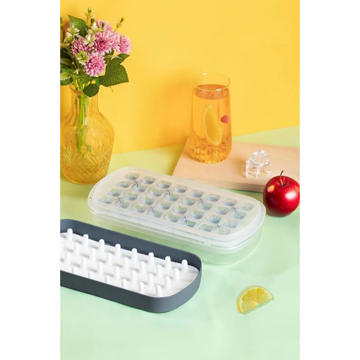 32li Buzluk Buz Saklama Kabı - Bas Çıkar Buz Küpü Hazneli Buz Kalıbı-Antrasit-MP-7075 (599)