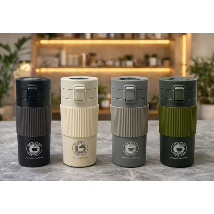 350 Ml Paslanmaz Çelik Termos Dereceli Mug - Sızdırmaz Kapaklı Çift Katmanlı Dereceli Termos  Alk4626