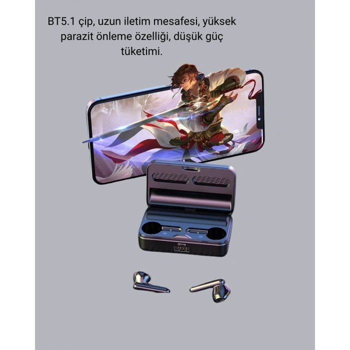 3500 Mah Şarj Kutulu Bluetooth 5.1 Kablosuz Kulaklık – Dokunmatik, Suya Dayanıklı