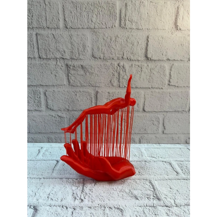 3d El Formlu İnsan Figürü Kırmızı Soyut Tasarım Dekoratif Biblo 12x18 Cm