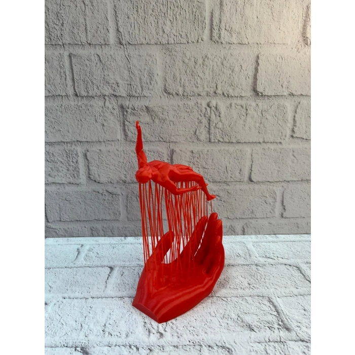 3d El Formlu İnsan Figürü Kırmızı Soyut Tasarım Dekoratif Biblo 12x18 Cm
