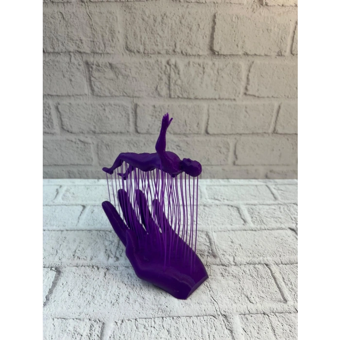 3d El Formlu İnsan Figürü Mor Özgün Sanat Biblosu 12x18 Cm