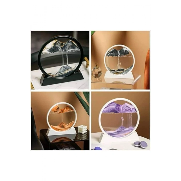 3d Led Işıklı Kum Saati Gece Lambası Hareketli Sulu Kum Saati Dekoratif