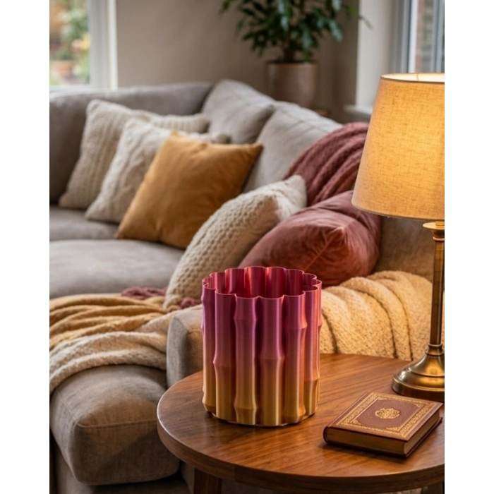 3d Ürün Mor Sarı Vazo