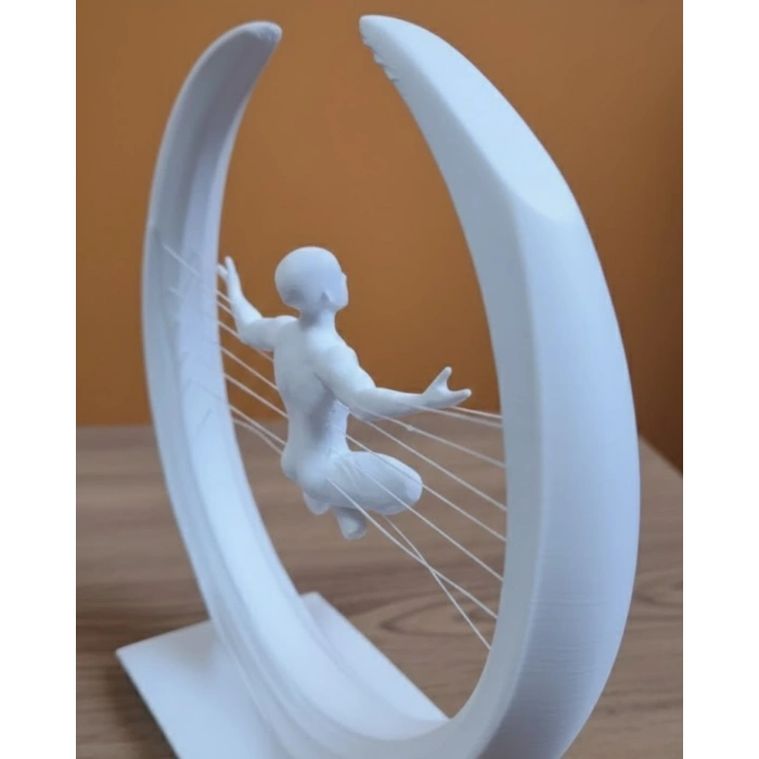 3d Zen Heykeli Ay Formlu Meditasyon Yapan İnsan Figürü Dekor