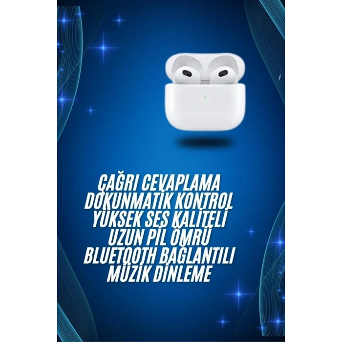 3.nesil İos Android Uyumlu Bluetooth 5.0 Beyaz Çağrı Cevaplama
