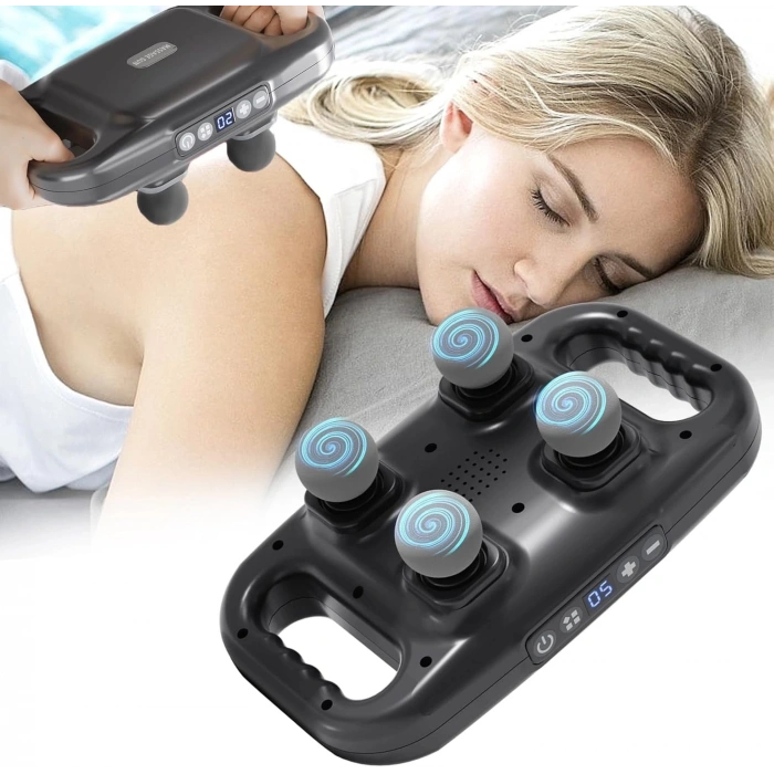 4 Başlıklı Masaj Sı - Ergonomik Derin Doku Sırt Ve Boyun Masaj Aleti Ağrı Ve Sızı Giderici