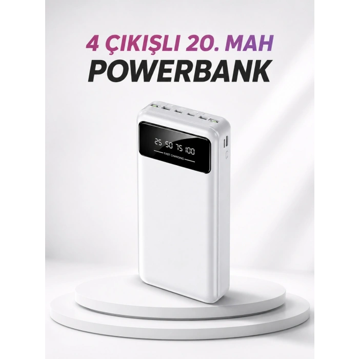 4 Çıkışlı 20.000 Mah Powerbank Taşınabilir Çoklu Giriş
