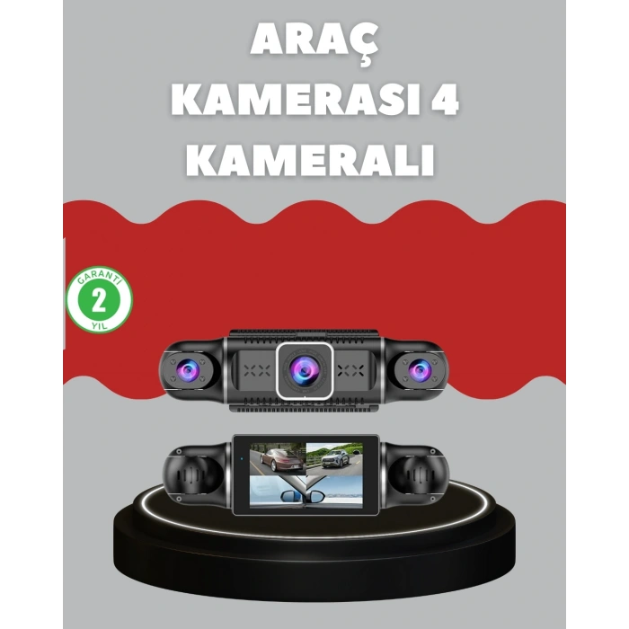 4 Kameralı Araç Kayıt Cihazı Full Hd Park İzleme Gece Görüş