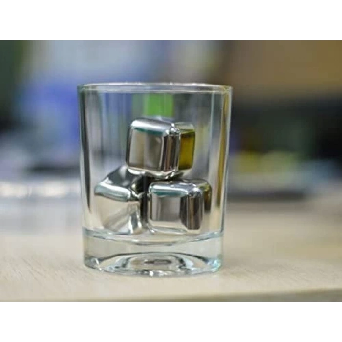 4lü Çelik Metal Kaplama Viski Taşı Soğutma Buz Küpü