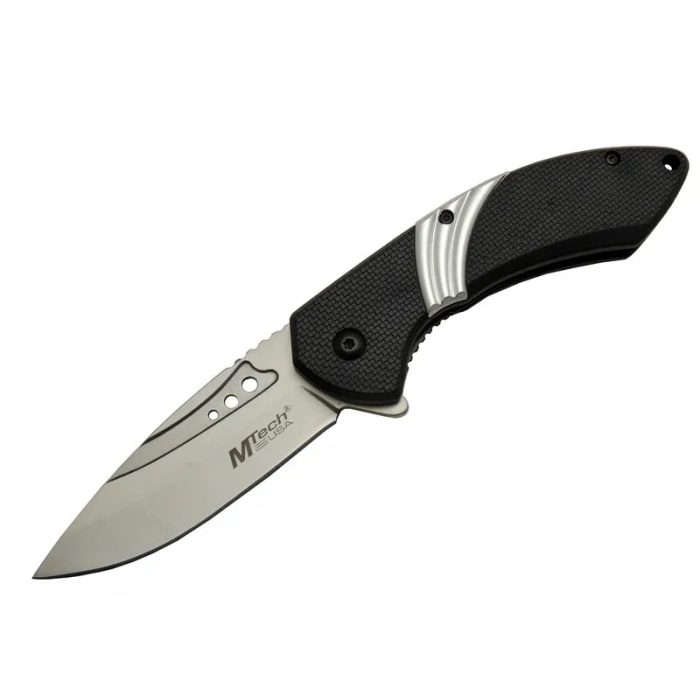 4214 Beyaz Kamp Çakı 20cm- Yarı Otomatik, Kemerlikli, Oluklu