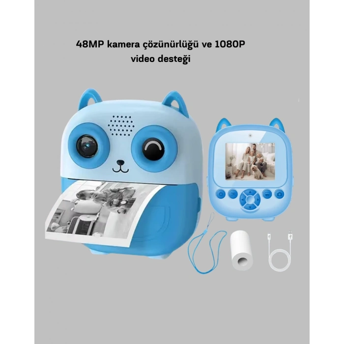 48mp Termal Baskılı Çocuk Dijital Kamera 1080p Video 2.4 Ekran 6x Zoom