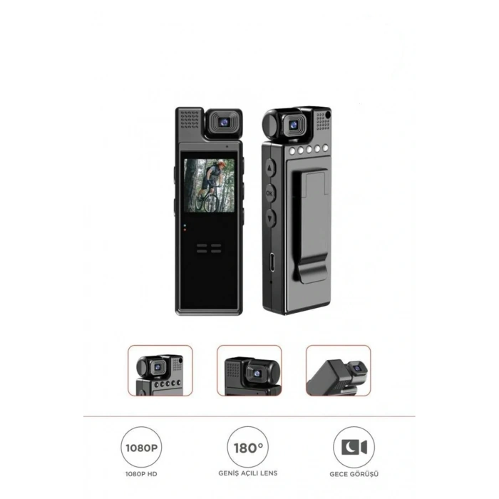 4k 180 Derece Vücut Kamerası Wifi Gece Görüşlü Aksiyon Kamerası