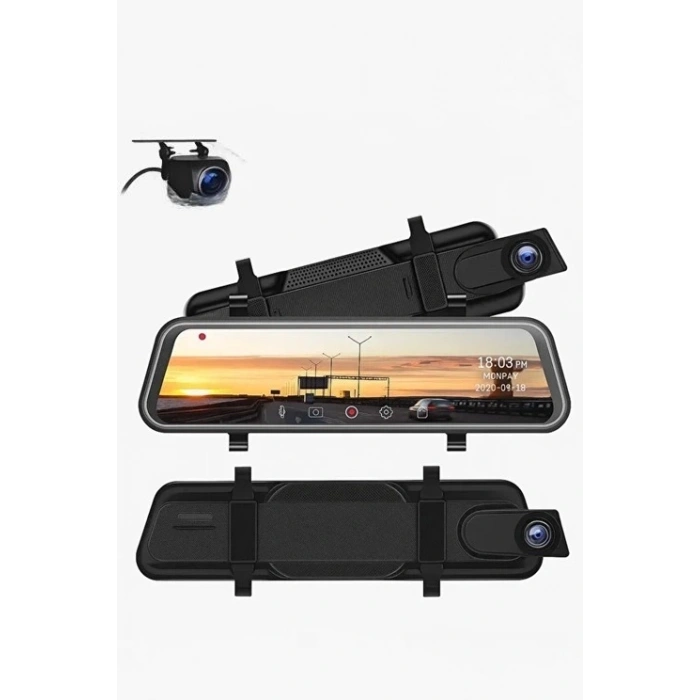 4k Ips Ekran Tam Dokunmatik 9.66” Dikiz Ayna Araç Içi Kamera (4k Ön 1080p Arka) | Carplay